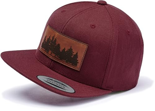 Cap Herren Flexfit Snapback : Woodland - Kappi für Naturliebhaber Damen Baseball Cap Kappe Mütze Outdoor Natur Wald Kletter Ausrüstung Wander Zubehör (Maroon/Maroon)