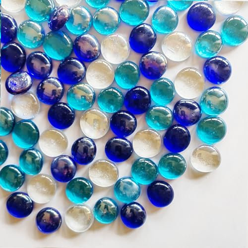 Glass Pebbles, Approx.0.5KG Flat Stone Glass Beads Decorative Granulates Small Pebbles for Crafts Vase Filler Flowerpot Garden Bowls Fish Tank Decoration (Mixed color)