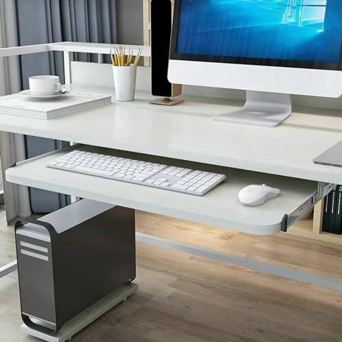 GAMAK Bandeja para Teclado y Raton con Diseño de Esquinas Redondeadas, Bandeja Teclado Bajo Mesa Madera, Bandeja Extraíble para Debajo del Escritorio para Hogar u Oficina (Color : White, Size : 54cm)