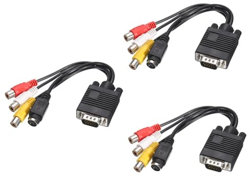 sourcing map Cavo da VGA a RCA, 3RCA + S-Video Adattatore Cavo VGA per TV PC Computer, Confezione da 3