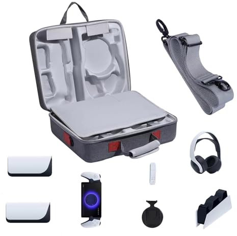 Aoyygg Tragetasche Für PS5 Slim/für PS Portal, Extra Großes Fassungsvermögen Zum Organisieren des Konsolendocks Organizer-TascheKonsole Aufbewahrungstasche-40 * 38 * 20cm (Gray)