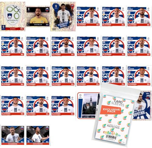 Bundle mit UEFA EURO 2024 Germany - Sammelsticker - Mannschaftspaket - Slowenien + Exklusive collect-it Hüllen
