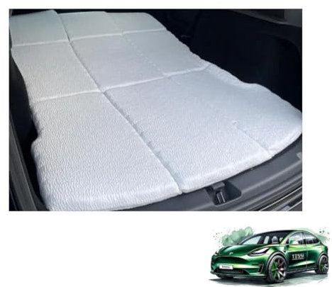 TESSI Greenline Faltbare Matratze passend für Model Y - Made in Germany - Kaltschaum & Ökotext-Standard - Faltbar & verstaubar im Trunk (Kleines Fache unten) - Camping mit nachhaltiger Matratze