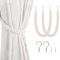 2 PCS Natural Cotton Rope Curtain Tiebacks, Curtain Tiebacks, Curtain Ties, Boho Curtain Ties, Woven Rope Curtain Holdbacks with Metal Hook for Home Hotel Office Drapery(White)