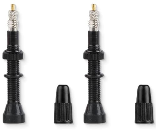 JEYORZY 2 Pcs Valvula Tubeless MTB 54mm Valvula Bicicleta Fina Válvulas sin Cámara Valvula Tubeless Carretera Universal + 2 x Tapa 2 x Tórica para Llanta de Carreteras Bicicletas de Montaña, negro
