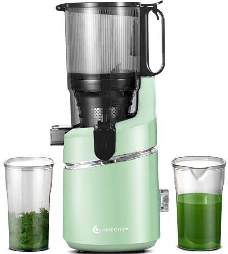 AMZCHEF Entsafter Maschinen, 13,5 cm Selbstfütterung Masticating Juicer Fit ganze Früchte & Gemüse, Kaltpresse, elektrische Entsafter Maschinen mit hoher Saftausbeute, einfache Reinigung, BPA-frei