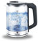 Maya Range 1.8L Electric Cordless Blue LED Illuminating Glass Kettle 2200W With Brushed Stainless Steel Accents Fast Boil Safe Auto Shut Off
