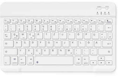 zoyu Deutsche Bluetooth Tastatur für iPad 10.9/10.2/9.7, Air 6/5/4/3, iPad Pro 11/10.5/9.7, Bluetooth Tastatur mit Deutschem Layout QWERTZ, Weiß