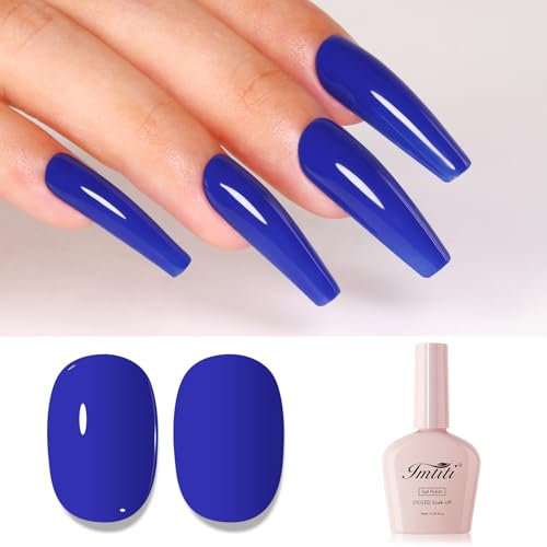 Imtiti Blau UV Nagellack, Marine Blau Gel Polish Soak Off LED für Herbst Winter - DIY Nagel Kunst Starter Maniküre Salon Kit 10ML