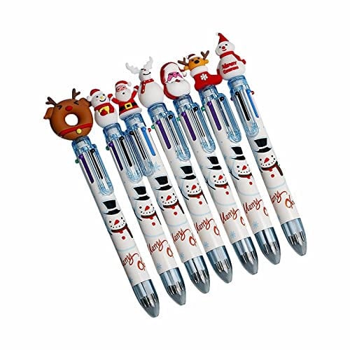 Seven Year Pens Santa 6 Colors Press Plastic Cute Ballpoint Pen For Students Christmas Gifts Creative Hand Account Pen Press Point Pen Random * 1 * 1ml Pens Ballpoint Clip (B, One Size)