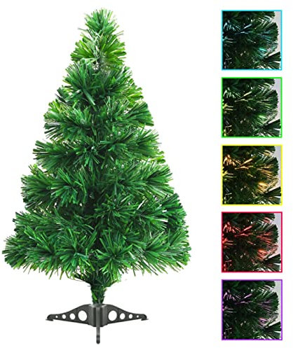 Albero di Natale Artificiale in Fibra Ottica Albero di Natale Decorazione Natalizia 64 cm Verde alla Moda