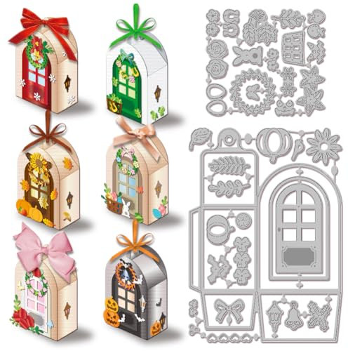GLOBLELAND 3D Stanzformen Für Die Feiertagstürbox Zum Valentinstag Für Heimwerker Scrapbooking Metall Geschenkbox Rahmen Stanzformen Zum Kartenbasteln Prägen Fotoalbum Basteln Dekor