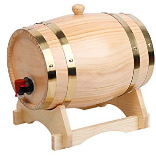 Weinfass aus Eichenholz, 3 l, mit Aluminiumfolien-Pad, ideal für Weinherstellung, Whiskey, Bier, Bourbon, Brandy, inklusive Weinregal