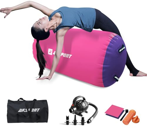 AKSPORT Air Matte Rolle Aufblasbare Air Roller Gymnastik Air Rolle Turnen mit elektrischer Luftpumpe für den Heimgebrauch/Yoga/Cheerleading/Tumbling/Back