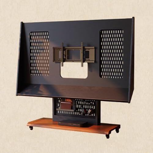 JIAOCKJIAO Rollender TV Ständer, Mobiler Fernsehständer mit Holzrahmen, Rollender TV Bodenständer mit Lochplatten-Aufbewahrungsdesign, TV Standfuss Anwendbar für Fernseher Unter 55 Zoll