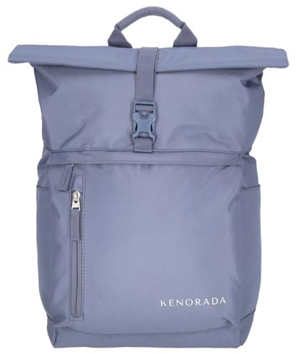 Kenorada Rucksack Whitney Roll-Up | moderner Tagesrucksack mit Rolltop | gepolstertes Laptopfach (bis 17) | verstellbare Schulterriemen | Zwei Außenfächer und Innenfach (Rauchblau)