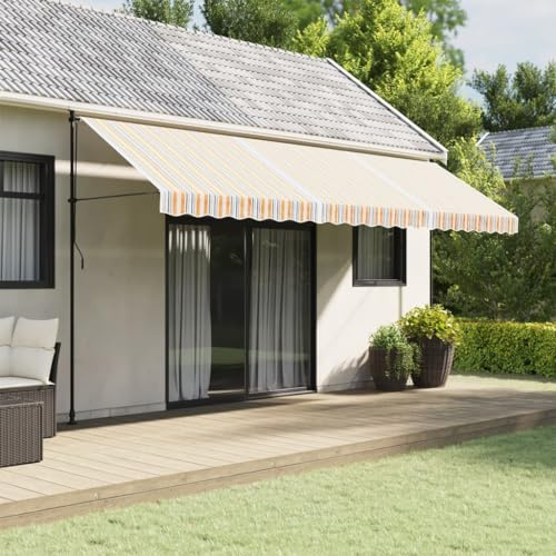 Snsowed Tessuto di Ricambio per Tenda Strisce Multicolore 5x3 m,Tessuto di Ricambio Tenda da Sole,Telo Tenda da Sole-367730