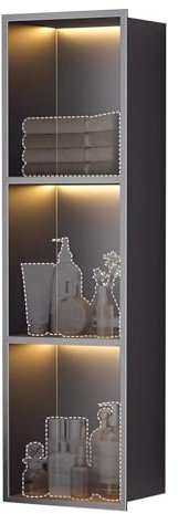 Preferspace Niche Murale encastrée pour Douche Bandes Lumineuses LED 304 Acier Inoxydable Pas Besoin de tuile de Salle de Bain étagère