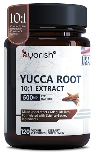 Ayorish Yucca Root Capsules 500mg 120 Count Yucca Root Extract 10:1 Herbal Supplement Plant Based Botanical Capsules Vegan Non GMO Herbal Extract Capsules
