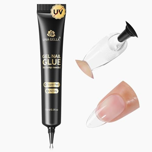 UNA GELLA Nagelkleber für Press on Nails Superstarker 15 ml | Nagelkleber ohne UV-Licht, Extra Stark für Press-On Nails & Acryl Nagelspitzen, Schnelltrocknend, langanhaltender Halt