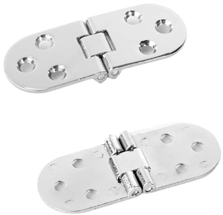 Bisagras abatibles de 180 grados, 4 bisagras plegables de 180° for puerta armario, esquinas redondeadas, multicolor(Silver)
