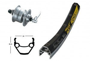 Bike-Parts 28´´ Vorderrad Exal ZX 19 + Nabendynamo Shimano DH-3N72 (QR), Ausführung:schwarz/Silber/NIRO, Dimension:19-622 (28x1,75´´)