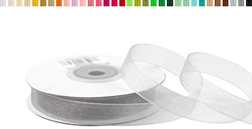 Organzaband 12mm x 25m Hell Silber Grau