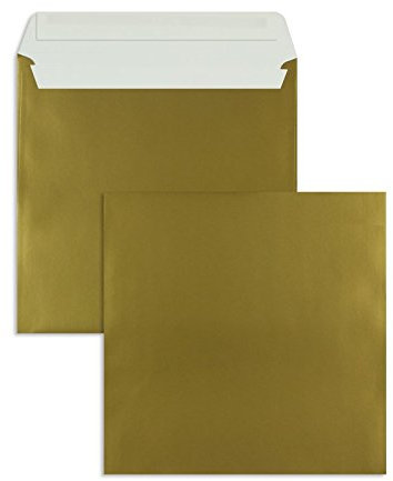 Farbige Briefhüllen | Premium | 220 x 220 mm Gold (100 Stück) mit Abziehstreifen | Briefhüllen, Kuverts, Couverts, Umschläge mit 2 Jahren Zufriedenheitsgarantie