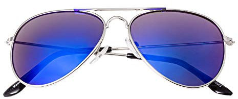 Ultra Silber mit Blauen Gläsern Kinder Pilot Sonnenbrille Jungen Mädchen Klassische Metall UV400 Schutz Brillen Schatten Unisex