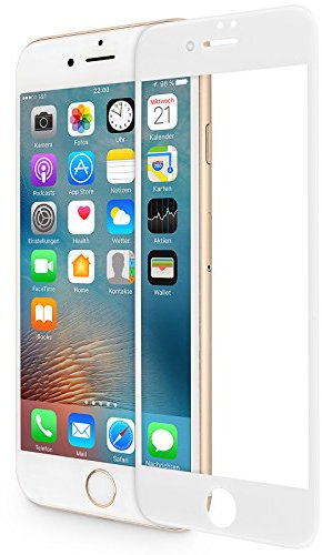 WIIUKA Schutzglas - Protect 3D - für Apple iPhone 7 und iPhone 8, Weiß, schützt die komplette Frontseite, gehärtetes 9H Glas mit schmutzabweisender Oberflächenbeschichtung, Premium Schutzfolie