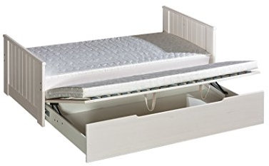 Furniture24 Bett Ausziehbett TOMI, Massivholz Kiefer ohne Matratzen