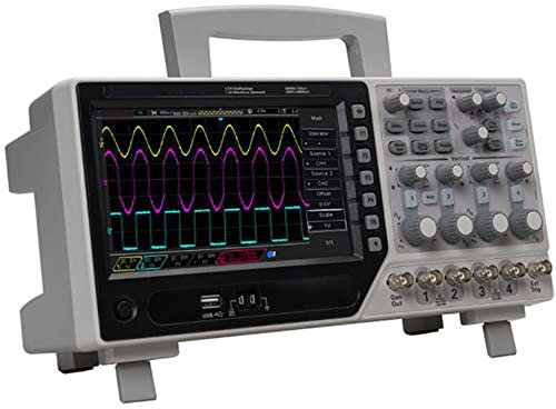 Oscilloscope de type bureau 100 MHz 4 canaux 500 μV/div 1 GS/s, fréquence d'échantillonnage numérique, système de déclenchement numérique TFT 17,8 cm, générateur de forme d'onde arbitaire/fonction