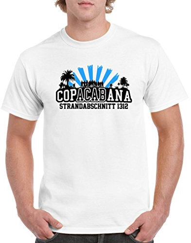 Comedy Shirts - Copacabana Strandabschnitt 1312 - Herren T-Shirt - Weiss/Schwarz-Blau Gr. XL