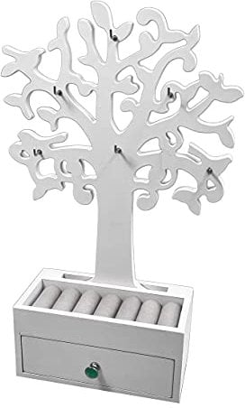Schmuckbaum mit Schublade - weiß - Holz Schmuckkasten Schmuckbox Schmuckkästchen