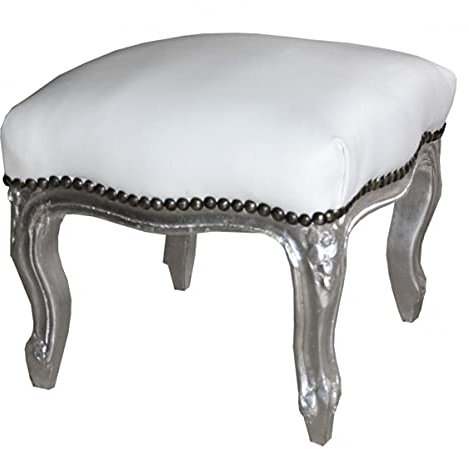 Casa Padrino Barock Fußhocker Weiß/Silber