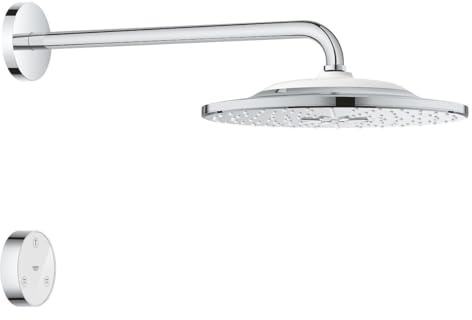 GROHE Rainshower 310 Smartconnect Head Shower Set with 2 Spray Options 310mm Wall-Mounted Showerhead with Shower Arm and Remote Control to Change Sprays, Chrome Finish, Round Shape 26640000
