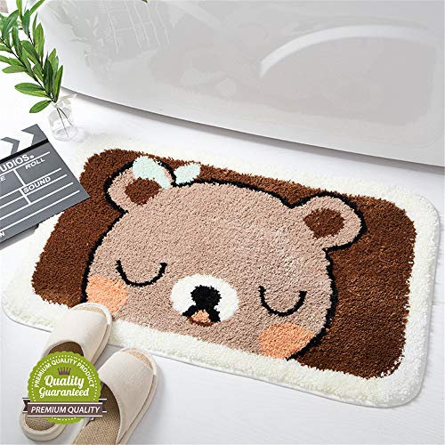 Treer Badezimmermatte Weicher Saugfähig Badezimmerteppich, Mikrofaser Beflockung Badematten Antirutsch Badvorleger Duschteppich Waschbar Badteppich (40x60cm,Roter Panda)