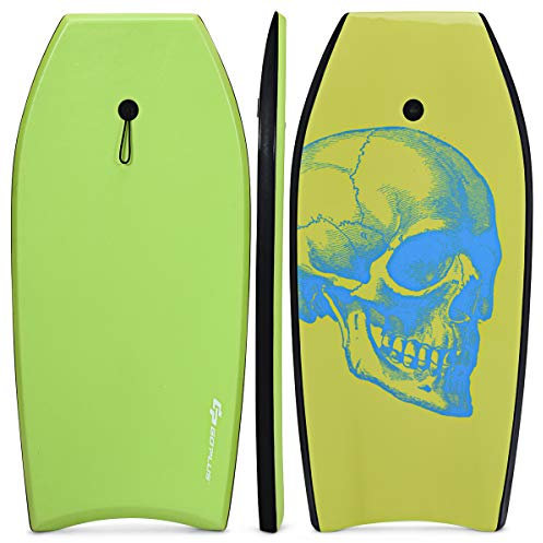 GOPLUS Bodyboard mit Fuß - Zugseil, Schwimmbrett Erfüllt mit EPS Schaumstoff, Surfboard bis zu 85 kg Belastbar, Auch als Schwimmhilfe mit Einer Größe von 105 x 51 cm, Verschleißfest (Grün)