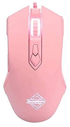 LexonElec AJ52 Mouse Gaming, Mouse da Gioco Cablato USB con Illuminazione Rainbow, DPI a Livello 7 Regolabile, Lightweight PC Gaming Mice con 7 Pulsanti, Wired Optical USB Mice per Windows/Mac - Rosa