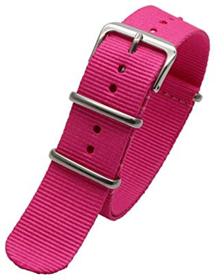 TikTako Sport-Uhrenarmband 18mm/20mm/22mm/24mm Nylon NATO Armband mit Edelstahl-Schnalle Gürtel Rosa, 24mm