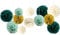 NICROLANDEE Seidenpapier Pompons für Hochzeitsparty-Dekorationen, neutrale Babypartys, Vintage-Partys, Geburtstage, Brautpartys, rustikale Hochzeitsdekorationen, Gartenparty Deko Grün, 12 Stück