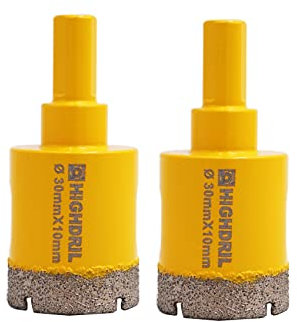 HIGHDRIL 2Pcs Diamond Core Drill Bit,Diameter 30mm Vacuum Brazed Hole Saw for Concrete Granite Marble Glass Porcelain Tile Masonry Brick,Triangle shanks