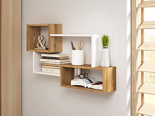 Hängeschrank Trio 05, schwebendes Regal, Wandregal, schwebendes Regal, Hängeregal für Wohnzimmer (Wotan)