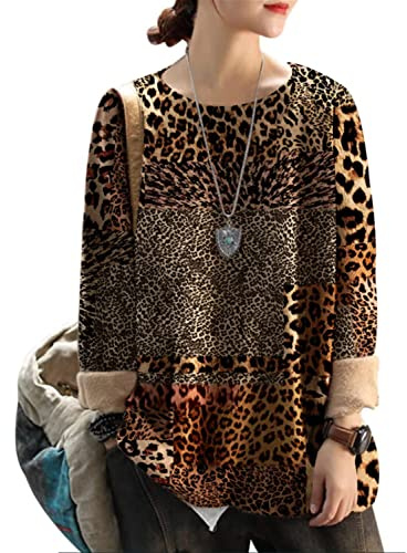 YESNO Women Long Sleeve Jumpers Oversized Graphic Knitted Sweater Crew Neck Loose Vintage Pullover Sweater Tops M S01UK CR10