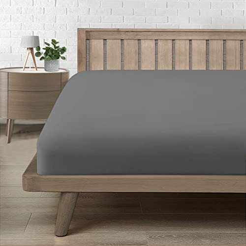 Drap Housse 140x190, Drap Housse 140x200 Bonnet 30 cm 2 Personnes, Microfibre Confortable et Respirant Housse Matelas Gris foncé