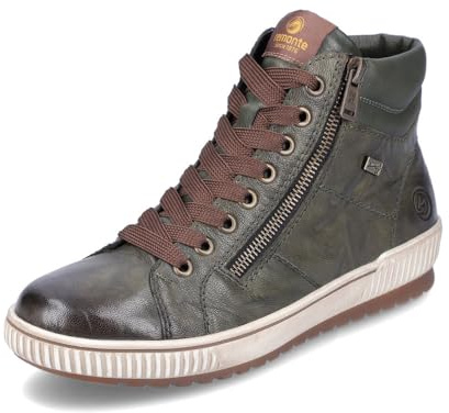 Remonte Damen High-Top Sneaker D0772, Frauen Halbschuhe,lose Einlage,wasserabweisend,remonteTEX,schnürstiefeletten,straßenschuhe,grün (52),38 EU