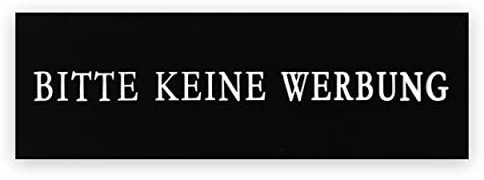 Gravur 24 Briefkastenschild Bitte keine Werbung graviert 7,5x2,5cm selbstklebend Schwarz
