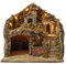 Mondo in Casa Beleuchtete Weihnachtskrippe mit Hütte und Höhle für handwerkliche Figuren, mit Wasserfall komplett mit Roller.