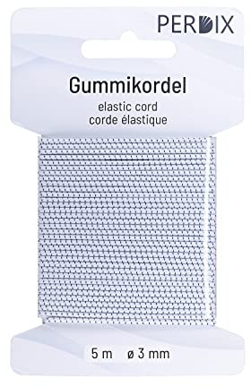 perdix Gummischnur, Gummikordel 3 mm, 5 m schwarz - weiß, Gummiband, für Zelt, Rucksack, Garten, Schmuck, Kordel, Hutgummi, Gummiband