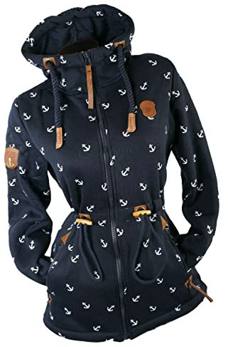 VIN TE Damen Sweat Parka Mantel Jacke Kapuze Fleece gefüttert Hoodie Anker M L XL 2XL (as3, alpha, x_l, regular, regular, Blau-1870, XL)